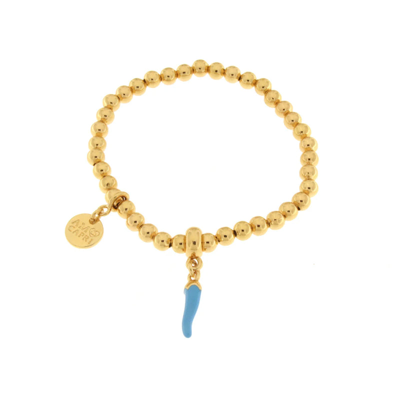 AMO NAPOLI - Bracciale in Metallo con cornetto turchese