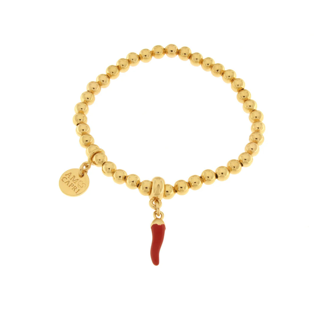 AMO NAPOLI - Bracciale in Metallo con cornetto rosso