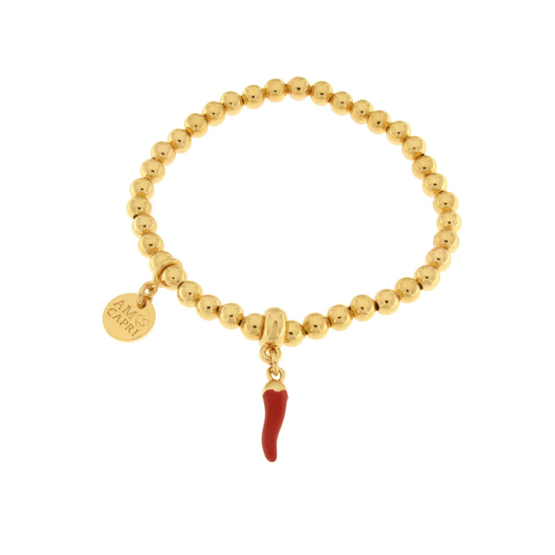 AMO NAPOLI - Bracciale in Metallo con cornetto rosso