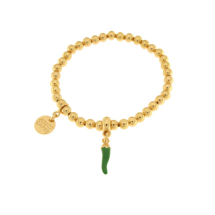AMO NAPOLI - Bracciale in Metallo con cornetto verde