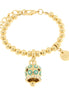 AMO CAPRI - Bracciale in Metallo con campanella a pois verde e zirconi