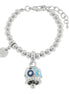 AMO CAPRI - Bracciale in Metallo con campanella a pois blu e azzurro e zirconi