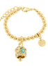 AMO CAPRI - Bracciale in Metallo con campanella con fiori e perle