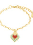 AMO NAPOLI - Bracciale in Metallo con cuore rosso e contorno verde