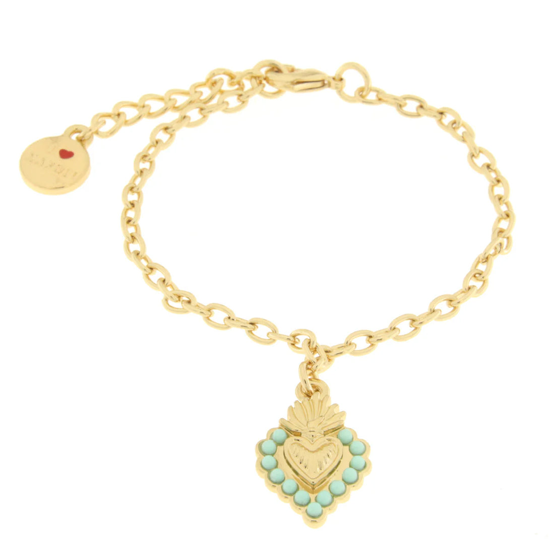 AMO NAPOLI - Bracciale in Metallo con cuore con contorno verde