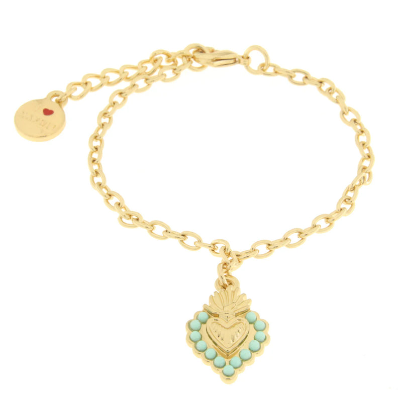 AMO NAPOLI - Bracciale in Metallo con cuore con contorno verde