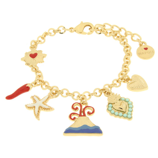 AMO NAPOLI - Bracciale in Metallo con simboli Napoli