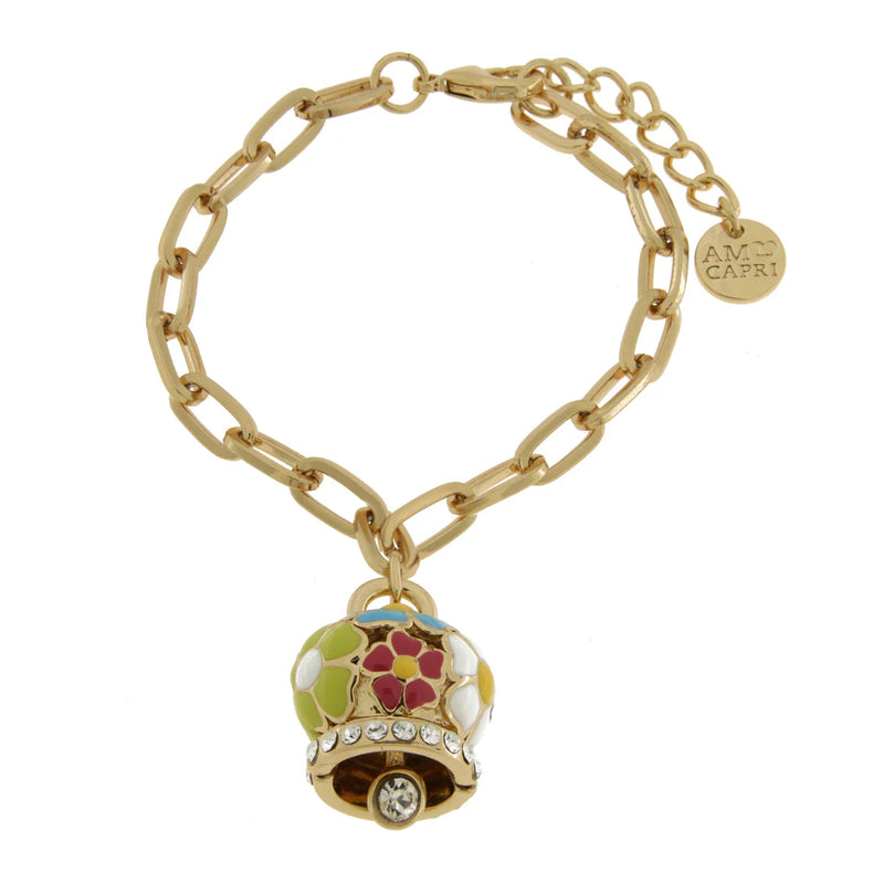Amo Capri - Bracciale in Metallo con campana a fiori multicolor