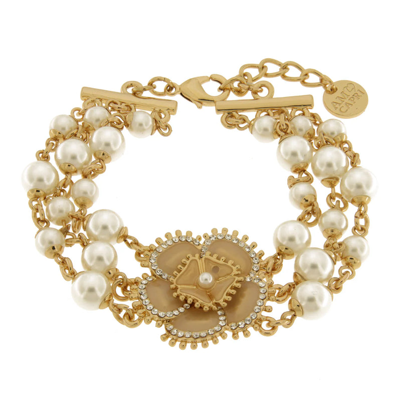 Amo Capri - Bracciale in Metallo multifilo con fiore placcato oro