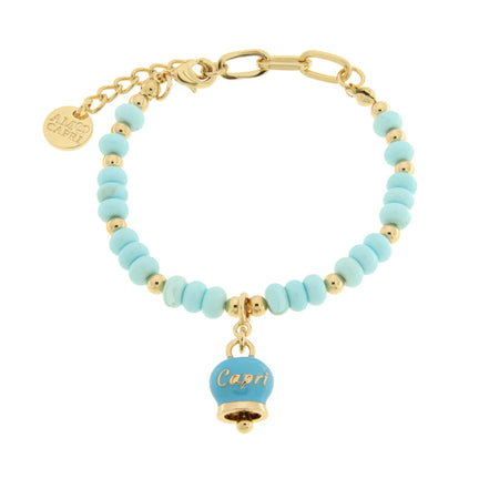 AMO CAPRI - Bracciale in Metallo con sfere e campanella Capri turchese