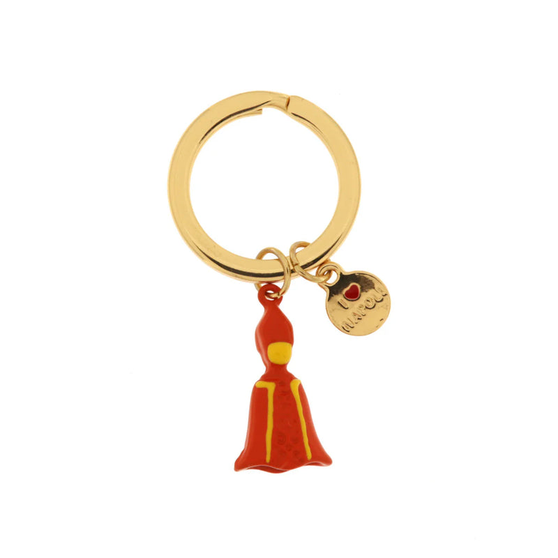 AMO NAPOLI - Portachiavi in Metallo con San Gennaro in smalto rosso