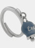 AMO CAPRI - Anello in Acciaio con campanella pendente blu cobalto con scritta Capri