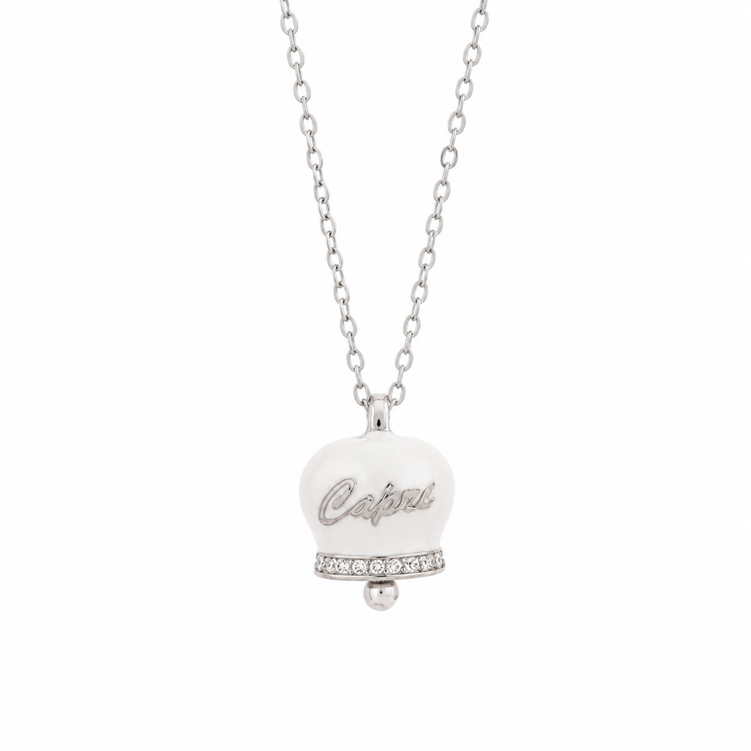 BYSIMON - Collana in Argento 925 con campanella bianca Capri e zirconi