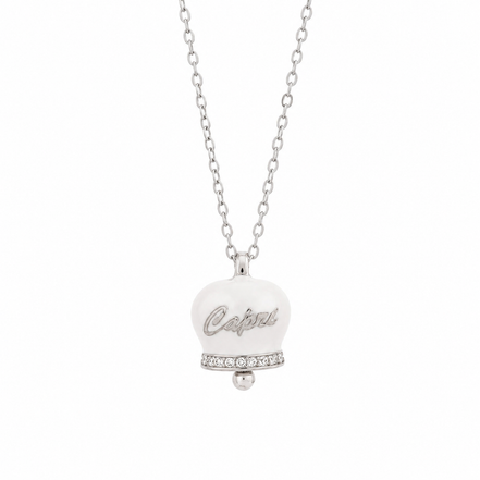 BYSIMON - Collana in Argento 925 con campanella bianca Capri e zirconi