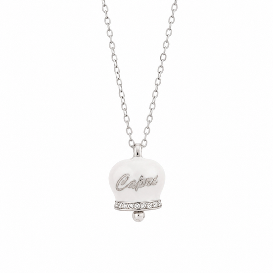 BYSIMON - Collana in Argento 925 con campanella bianca Capri e zirconi