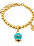 Amo Capri - Bracciale in Metallo con campanella portafortuna blu turchese e cristalli