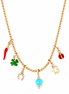AMO CAPRI - Collana in Metallo con corno napoletano, quadrifoglio, coccinella, campana capri