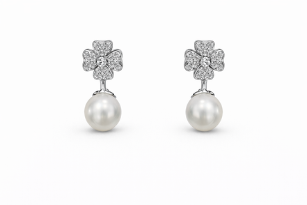 fico gioielli - Orecchini Fiore con Perla in Argento 925