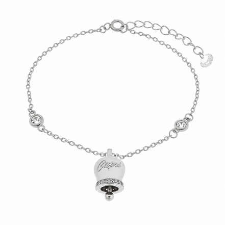 BYSIMON - Bracciale in Argento 925 con campanella bianca Capri e zirconi