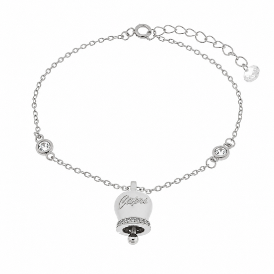 BYSIMON - Bracciale in Argento 925 con campanella bianca Capri e zirconi