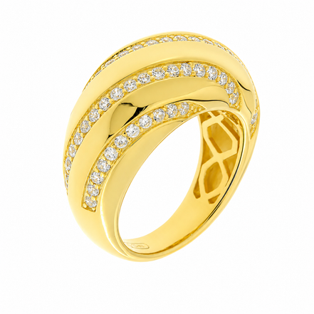 BYSIMON -  Anello in Argento 925 a fascia bombato con zirconi