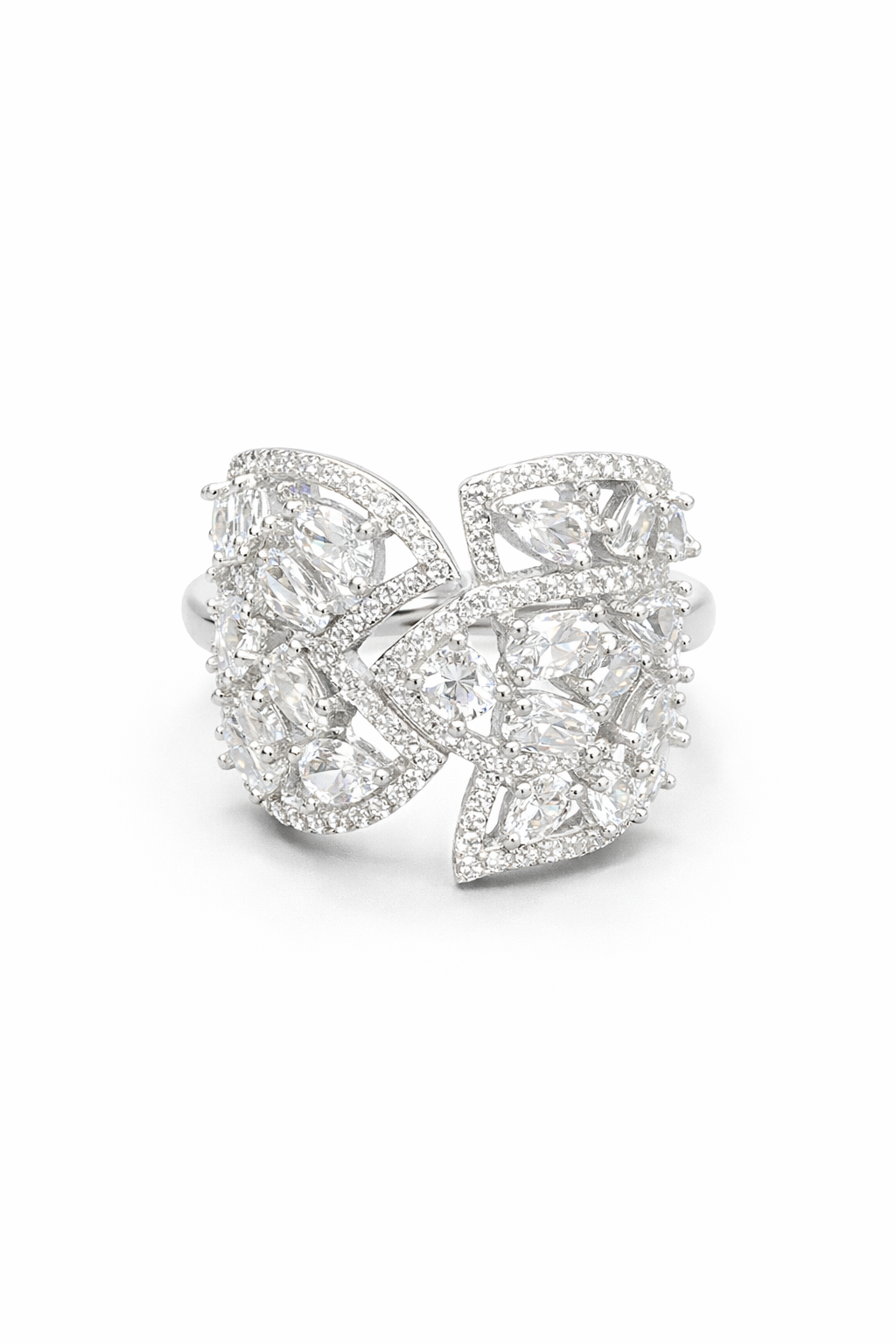 fico gioielli - Anello Fiore Luminoso in Argento con Zirconi