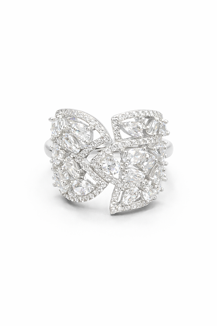 fico gioielli - Anello Fiore Luminoso in Argento con Zirconi