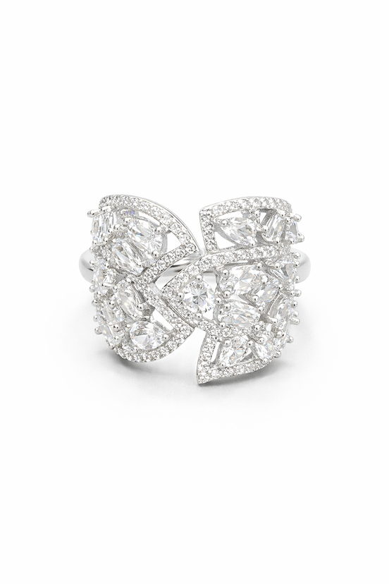 fico gioielli - Anello Fiore Luminoso in Argento con Zirconi