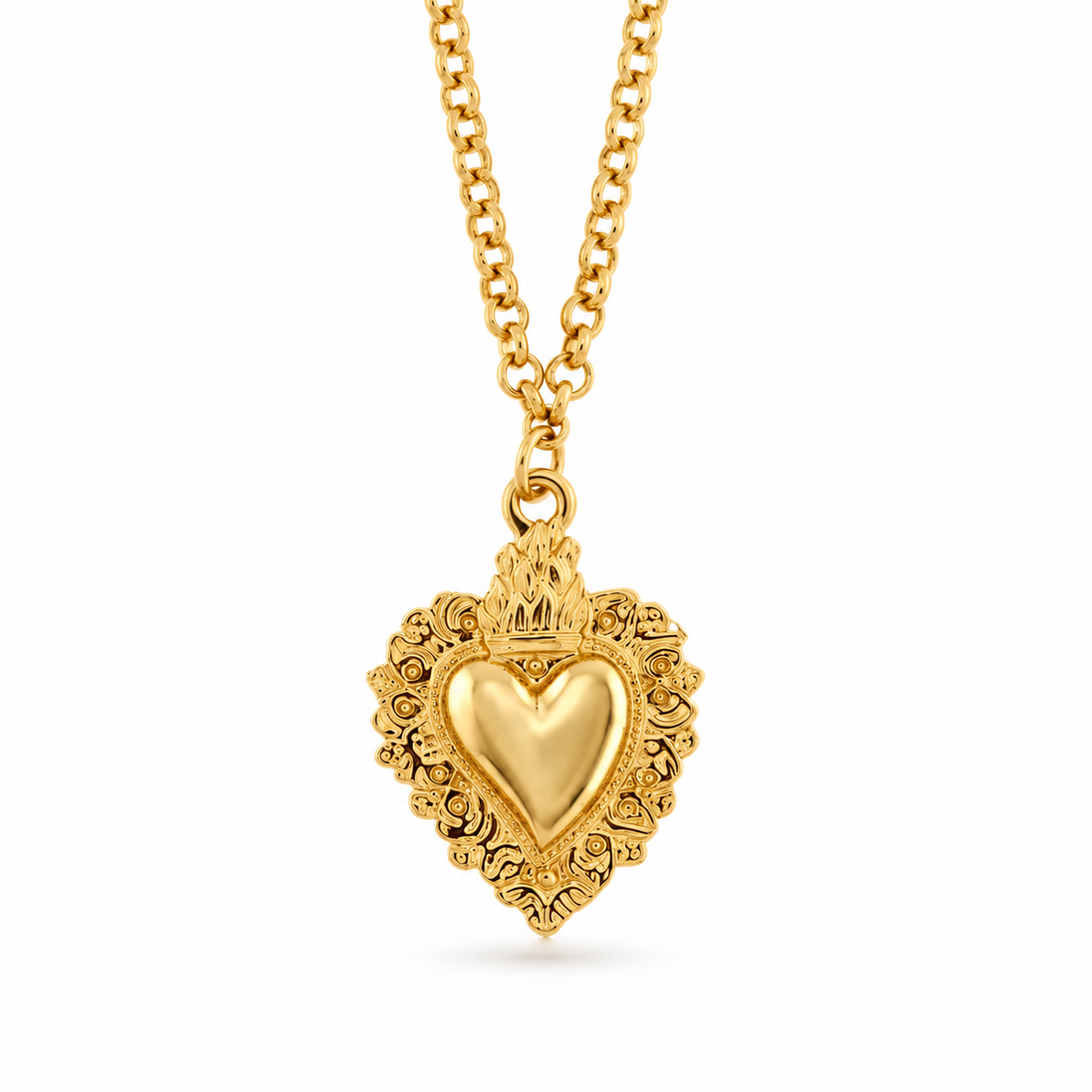 Amo Napoli - Collana in Metallo con cuore sacro