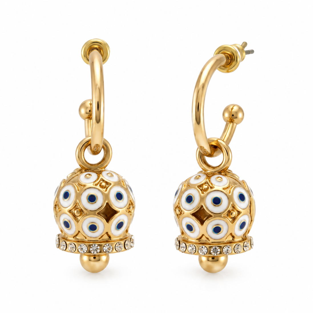 Amo Capri - Orecchini in Metallo con campanella a pois bianco e zirconi