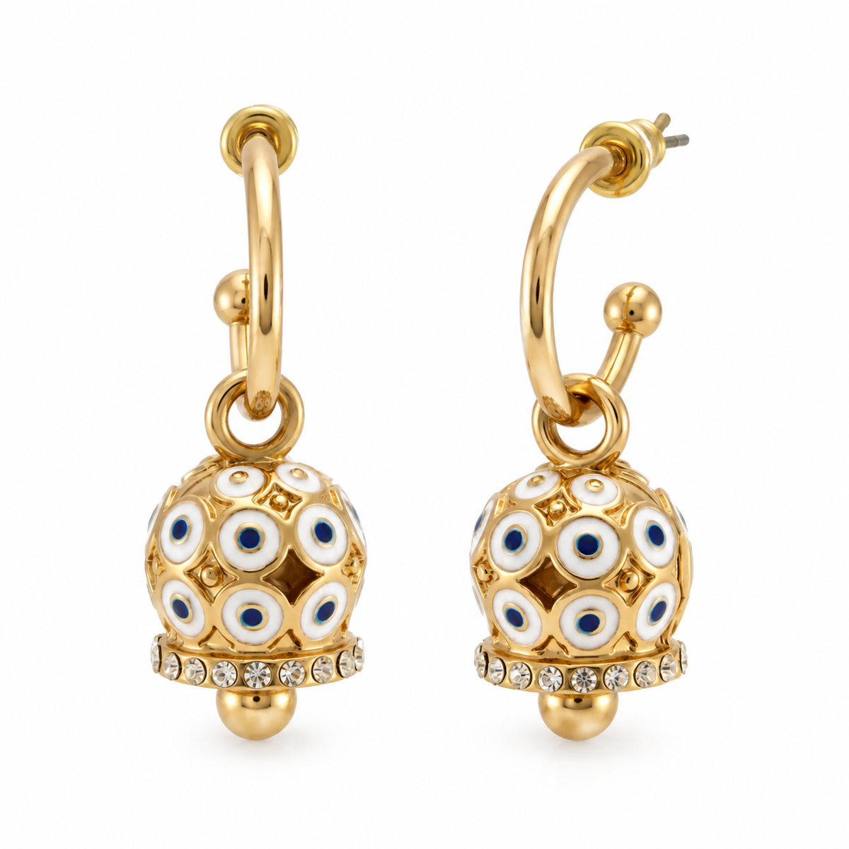 Amo Capri - Orecchini in Metallo con campanella a pois bianco e zirconi