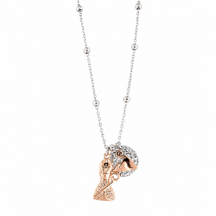 AMO NAPOLI - Collana in Metallo con San Gennaro pendente e medaglia con Vesuvio