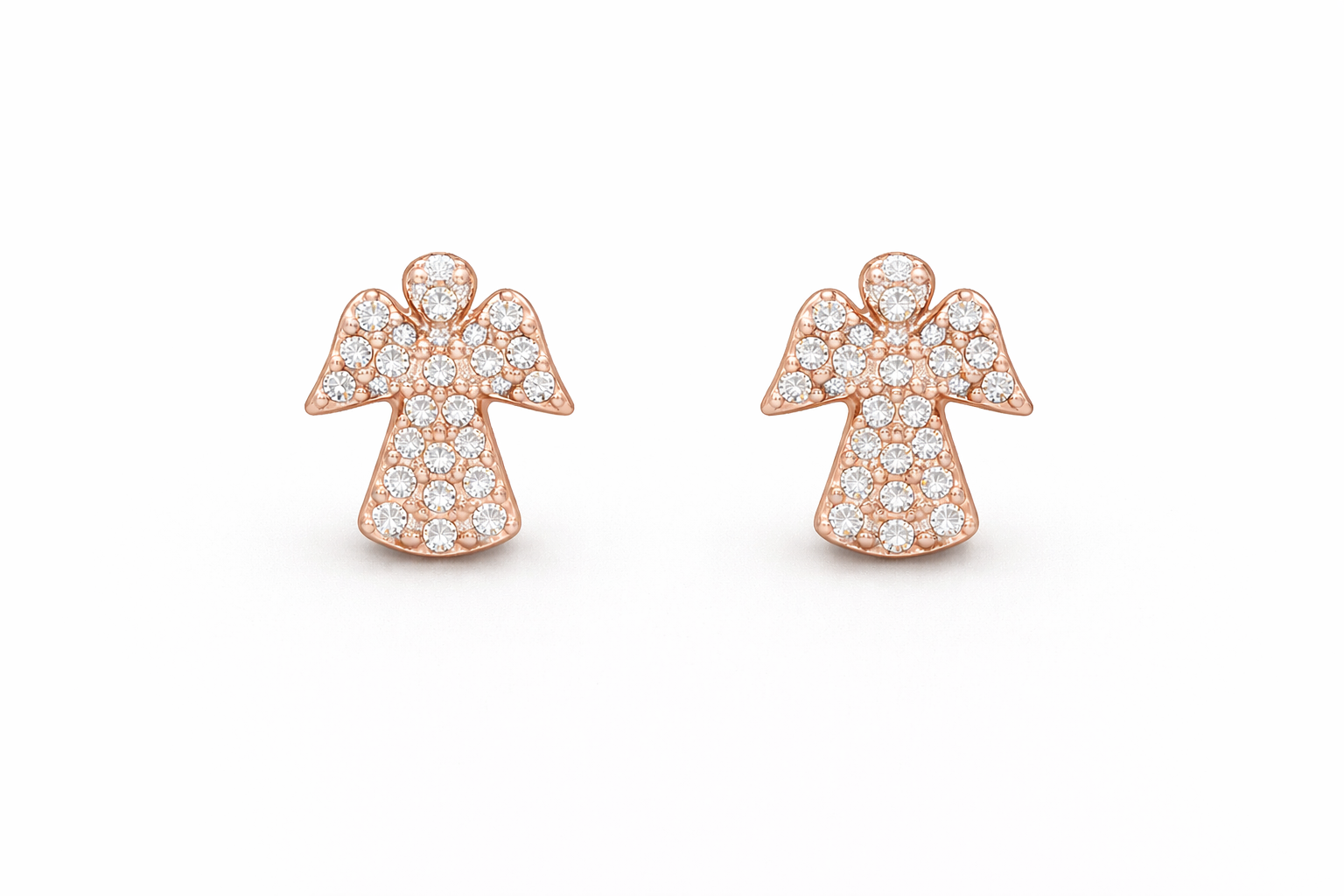 fico gioielli - Orecchini Angelo con Zirconi in Argento 925 Placcato Oro Rosa