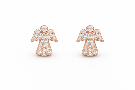 fico gioielli - Orecchini Angelo con Zirconi in Argento 925 Placcato Oro Rosa