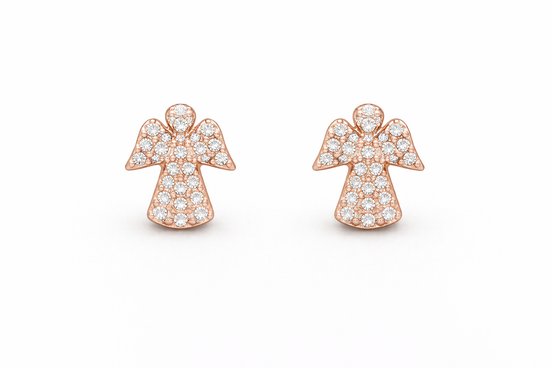fico gioielli - Orecchini Angelo con Zirconi in Argento 925 Placcato Oro Rosa