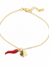 BYSIMON - Bracciale in Argento 925 con cornetto portafortuna impreziosito da smalto rosso e quadrifoglio