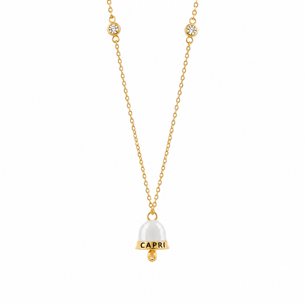 BYSIMON - Collana in Argento 925 con campanella bianca con scritta Capri