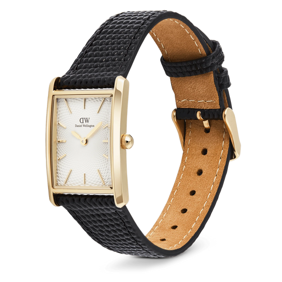 Daniel Wellington - Bound Black Lizard Guilloché Gold