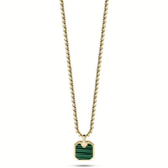LIU JO - Collana Uomo Acciaio Dorato Pietra Verde Malachite MLJ412