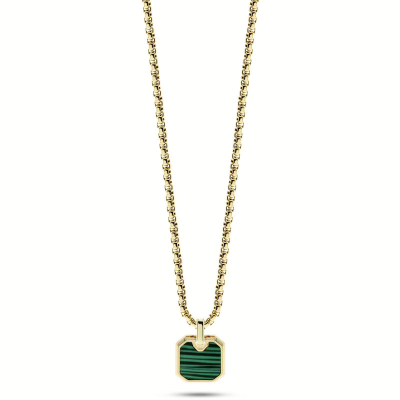 LIU JO - Collana Uomo Acciaio Dorato Pietra Verde Malachite MLJ412