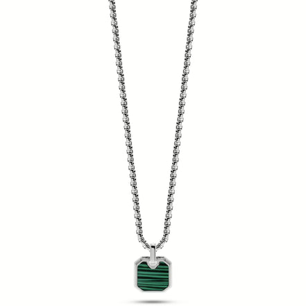 LIU JO - Collana Uomo Acciaio Targhetta Pietra Malachite Verde MLJ413