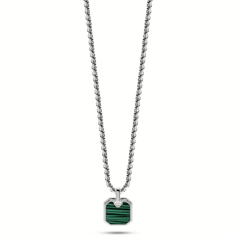 LIU JO - Collana Uomo Acciaio Targhetta Pietra Malachite Verde MLJ413
