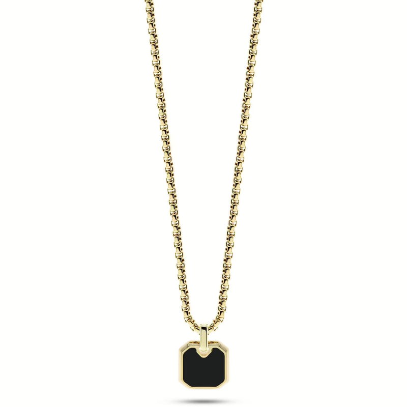 LIU JO  Collana Uomo Liu Jo Acciaio Dorato Pietra Onice Nero MLJ418