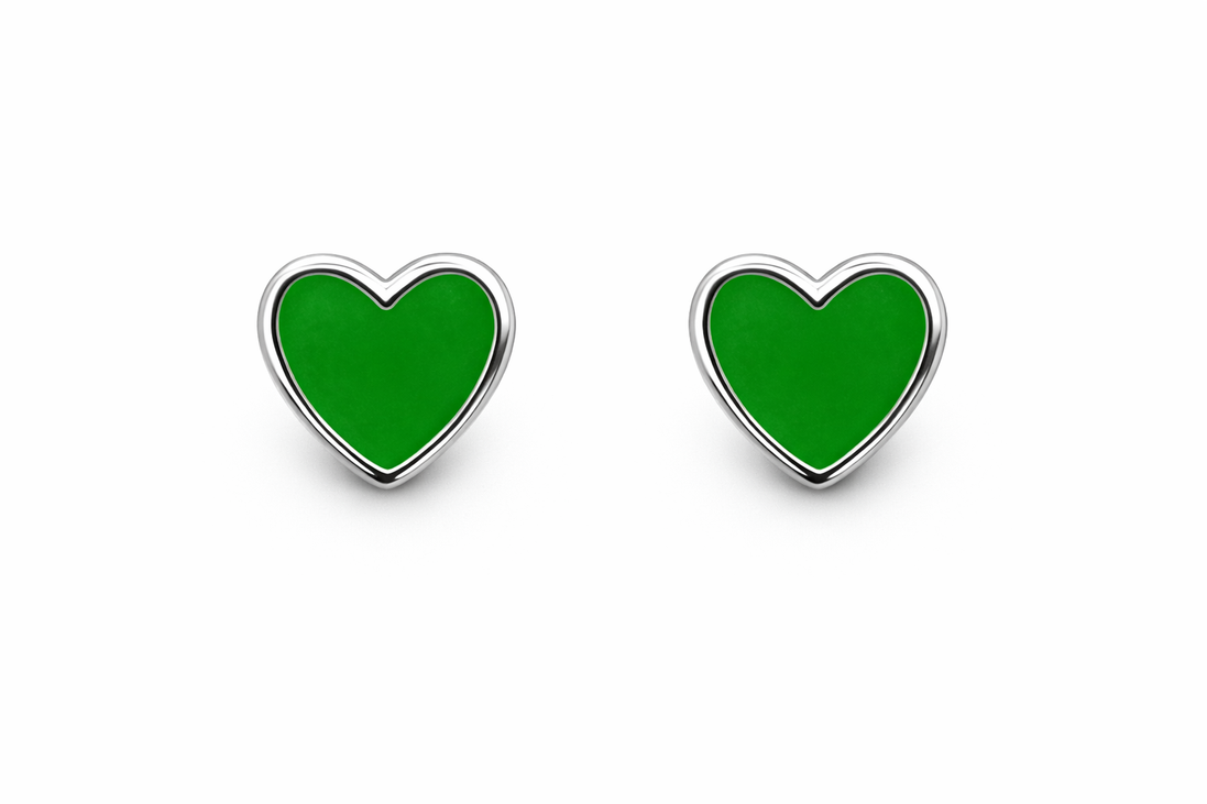 fico gioielli - Orecchini Cuore Verde in Argento 925