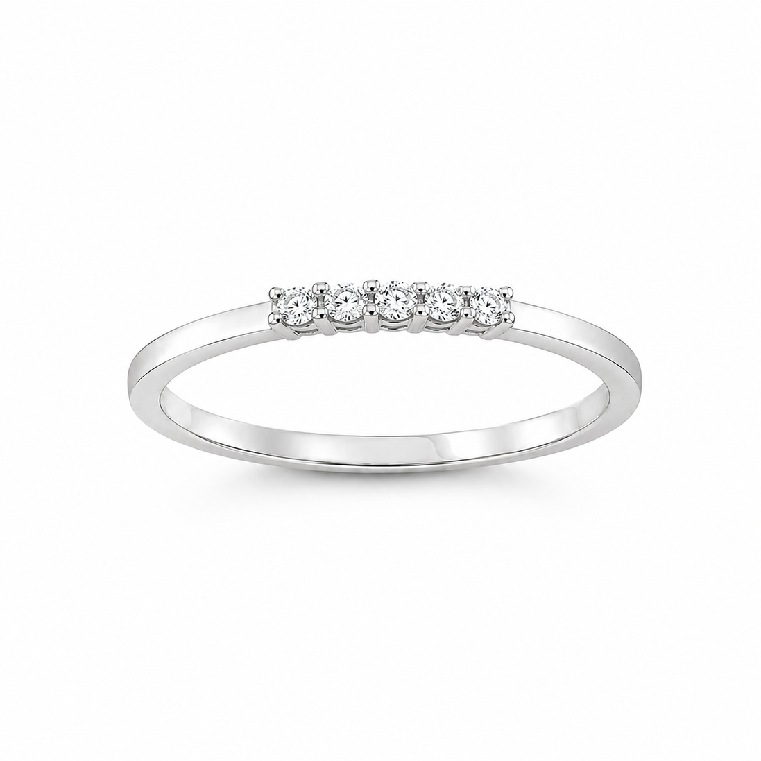Fico Gioielli - Anello veretta in Oro Bianco 18 KT con 5 Diamanti