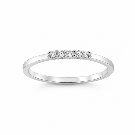 Fico Gioielli - Anello veretta in Oro Bianco 18 KT con 5 Diamanti