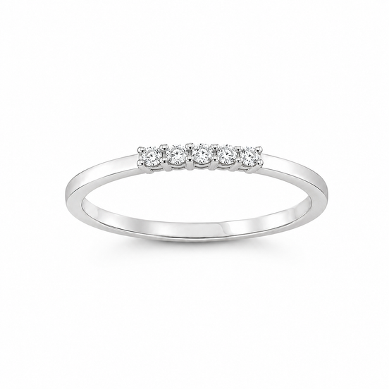 Fico Gioielli - Anello veretta in Oro Bianco 18 KT con 5 Diamanti