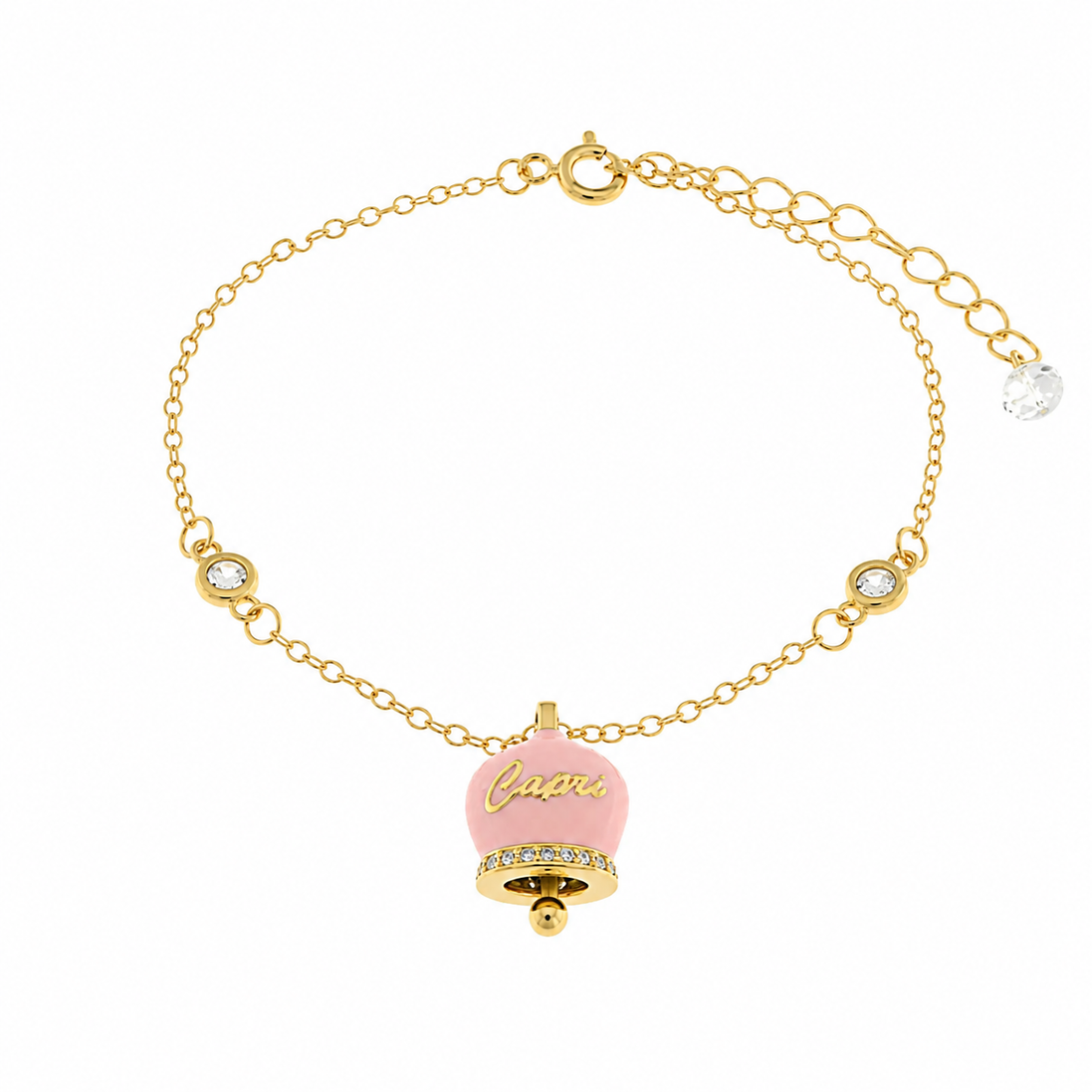 BYSIMON - Bracciale in Argento 925 con campanella rosa Capri e zirconi