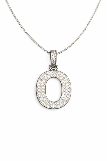 fico gioielli - Collana con Iniziale “O” in Argento con Zirconi