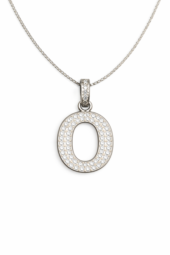 fico gioielli - Collana con Iniziale “O” in Argento con Zirconi